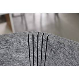 Akustik-Trennwand, für Schreibtische, klappbar, Schallabsorberklasse C, Kabelführung, Größenauswahl, Schallschutzvlies, grau-meliert