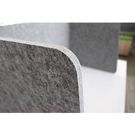 Akustik-Trennwand, für Schreibtische, klappbar, Schallabsorberklasse C, Kabelführung, Größenauswahl, Schallschutzvlies, grau-meliert