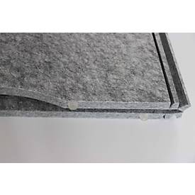 Akustik-Trennwand, für Schreibtische, klappbar, Schallabsorberklasse C, Kabelführung, Größenauswahl, Schallschutzvlies, grau-meliert