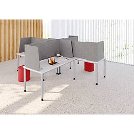 Akustik-Trennwand, für Schreibtische, klappbar, Schallabsorberklasse C, Kabelführung, Größenauswahl, Schallschutzvlies, grau-meliert