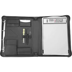 Alassio Orga-Mappe Cesena, DIN A4, Nappaleder/Kunstleder, mit Klemmbrett, schwarz