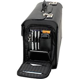 Alassio Pilotenkoffer, mit Tragegriff, mit Laptopfach, Rindleder, schwarz