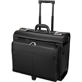 Alassio pilotenkoffer San Remo, met draaggreep en wielen, imitatieleer, zwart
