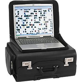 Alassio Pilotenkoffer San Remo, mit Tragegriff und Rollen, Lederimitat, schwarz