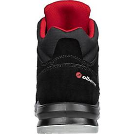 ALBATROS Sicherheitsstiefel CLIFTON MID, S3 SRC, Größe 44, schwarz/rot, Veloursleder/Textilgewebe, Fiberglaskappe