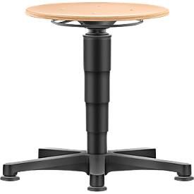 Allround Hocker Bimos, sitzhöhenverstellbar 450-650 mm, mit Gleiter, Buche-Schichtholz, langlebig, leicht zu reinigen