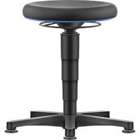 Allround Hocker Bimos, sitzhöhenverstellbar 560-810 mm, mit Gleiter, SKINTEC-Polster, abwaschbar, extrem robust, Farbring blau