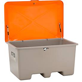 Allzweckbox Cemo, Glasfaserverstärkter Kunststoff (GFK), grau, B 890 x T 600 x H 690 mm, 200 l hoch, mit Staplertaschen