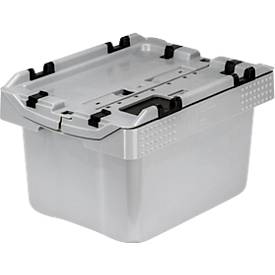 Altbatterie-Sammelbox CEMO, Volumen 16 l, bis zu 25 kg, UV-stabil, stapelbar, wiederverwendbar, B 400 x T 300 x H 240 mm, HDPE, grau