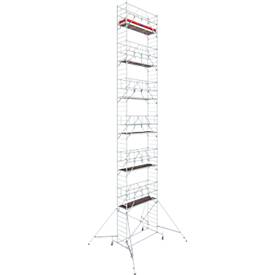 Alu-Fahrgerüst KRAUSE Serie 10, 200 kg/m², TÜV-geprüft, höhenverstellbare Rollen, L 2500 x B 750 x H 14400 mm