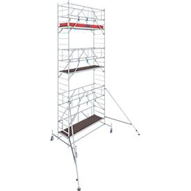 Alu-Fahrgerüst KRAUSE Serie 10, 200 kg/m², TÜV-geprüft, höhenverstellbare Rollen, L 2500 x B 750 x H 7400 mm