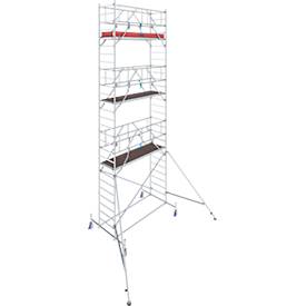 Alu-Fahrgerüst KRAUSE Serie 10, 200 kg/m², TÜV-geprüft, höhenverstellbare Rollen, L 2500 x B 750 x H 8400 mm