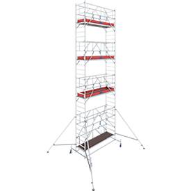 Alu-Fahrgerüst KRAUSE Serie 10, 200 kg/m², TÜV-geprüft, höhenverstellbare Rollen, L 2500 x B 750 x H 9400 mm