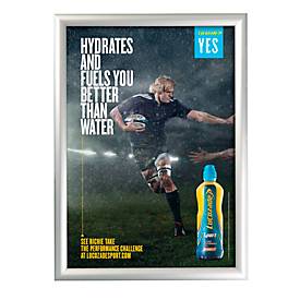 Alu-Klapprahmen, DIN A4, auf Gehrung, mit Anti-Reflex Folie, silber, B 240 x T 25 x H 327 mm