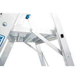 Alu-Stufen-Stehleiter, mit großer Standplattform, mit Sicherheitsbügel und Kette, 14 Stufen