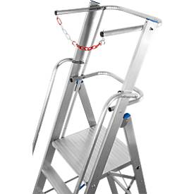 Alu-Stufen-Stehleiter, mit großer Standplattform, mit Sicherheitsbügel und Kette, 7 Stufen