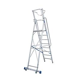 Alu-Stufen-Stehleiter, mit großer Standplattform, mit Sicherheitsbügel und Kette, 8 Stufen
