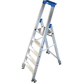 Alu-Stufenstehleiter, fahrbar, 5 Stufen