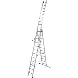 Alu-Vielzweckleiter 3 x 12 Sprossen, mit Trigon-Traverse