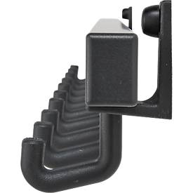 Aluminium-Garderobenleiste, 10 Einzelhaken, Breite 1000 mm, silbermatt, T/H 90 × 90 mm, ca. 1,5 kg