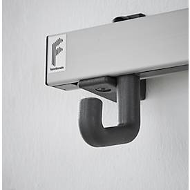 Aluminium-Garderobenleiste, 4 Einzelhaken, Breite 400 mm, silbermatt, T/H 90 × 90 mm, ca. 1,0 kg