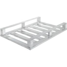 Aluminium-Paletten, eloxiert, 4-seitig unterfahrbar, L 1200 x B 800 x H 150 mm, 5 mm stark, bis 1000 kg