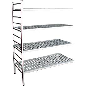 Aluminium-Steckregal, Anbaufeld, mit 4 Kunststoff-Rost-Fachböden, H 1800 x B 1000 x T 500 mm