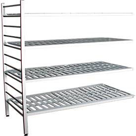 Aluminium-Steckregal, Anbaufeld, mit 4 Kunststoff-Rost-Fachböden, H 1800 x B 1500 x T 500 mm