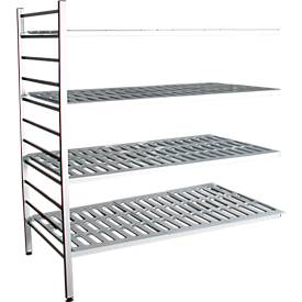 Aluminium-Steckregal, Anbaufeld, mit 4 Kunststoff-Rost-Fachböden, H 1800 x B 1500 x T 600 mm