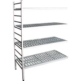 Aluminium-Steckregal, Anbaufeld, mit 4 Kunststoff-Rost-Fachböden, H 1950 x B 1000 x T 500 mm