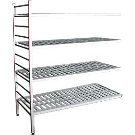Aluminium-Steckregal, Anbaufeld, mit 4 Kunststoff-Rost-Fachböden, H 1950 x B 1500 x T 500 mm