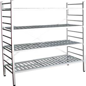 Aluminium-Steckregal, Grundfeld, mit 4 Kunststoff-Rost-Fachböden, H 1800 x B 1500 x T 400 mm