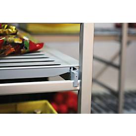 Aluminium-Steckregal, Grundfeld, mit 4 Kunststoff-Rost-Fachböden, H 1950 x B 1000 x T 500 mm
