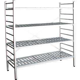 Aluminium-Steckregal, Grundfeld, mit 4 Kunststoff-Rost-Fachböden, H 1950 x B 1500 x T 400 mm