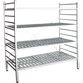 Aluminium-Steckregal, Grundfeld, mit 4 Kunststoff-Rost-Fachböden, H 1950 x B 1500 x T 500 mm