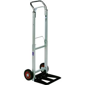 Aluminum hand truck with solid rubber wheels