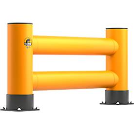 Ampere Doppel-Rammschutzplanke Rack-Mammut®, Kunststoff, L 1200 x H 600 mm, verkehrsgelb