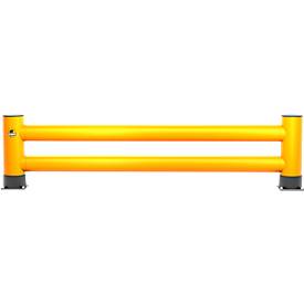 Ampere Doppel-Rammschutzplanke Rack-Mammut®, Kunststoff, L 2500 x H 600 mm, verkehrsgelb