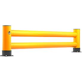 Ampere Doppel-Rammschutzplanke Rack-Mammut®, Kunststoff, L 2500 x H 600 mm, verkehrsgelb