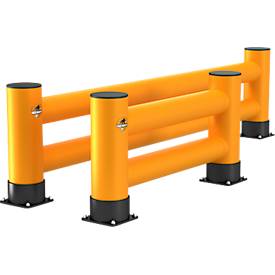 Ampere Doppel-Rammschutzplanke Rack-Mammut®, Kunststoff, L 2500 x H 600 mm, verkehrsgelb