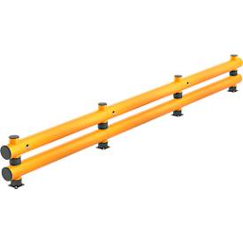 Ampere Rammschutz-Barriere Rack-Mammut®, Doppelplanke, Kunststoff, L 10000 x H 690 mm, verkehrsgelb