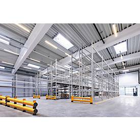 Ampere Rammschutz-Barriere Rack-Mammut®, Doppelplanke, Kunststoff, L 4000 x H 690 mm, verkehrsgelb