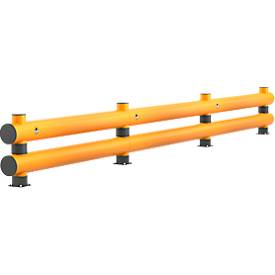 Ampere Rammschutz-Barriere Rack-Mammut®, Doppelplanke, Kunststoff, L 6000 x H 690 mm, verkehrsgelb