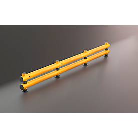 Ampere Rammschutz-Barriere Rack-Mammut®, Doppelplanke, Kunststoff, L 6000 x H 690 mm, verkehrsgelb