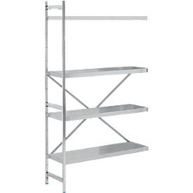 Anbauregal, Edelstahl, geschlossene Böden, B 1175 x T 400 mm