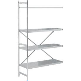 Anbauregal, Edelstahl, geschlossene Böden, B 1175 x T 500 mm