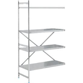 Anbauregal, Edelstahl, geschlossene Böden, B 1175 x T 600 mm