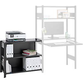 Anbauregal für ORDO Home Steckregal, 3 Fachböden, multifunktional, mobil, B 1060 x T 435 x H 825 mm, tiefschwarz matt RAL 9005