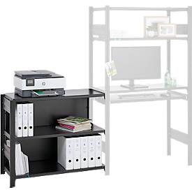 Anbauregal für ORDO Home Steckregal, 3 Fachböden, multifunktional, mobil, B 1060 x T 435 x H 825 mm, tiefschwarz matt RAL 9005