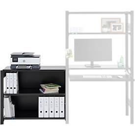 Anbauregal für ORDO Home Steckregal, 3 Fachböden, multifunktional, mobil, B 1060 x T 435 x H 825 mm, tiefschwarz matt RAL 9005